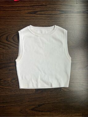 Zara White Ribbed Cropped Tank Top